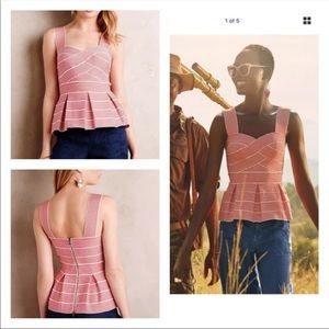 Anthropologie HD In Paris green white stripe top